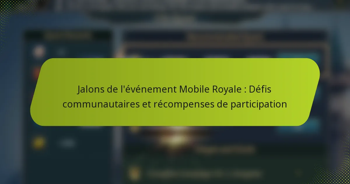 Jalons de l’événement Mobile Royale : Défis communautaires et récompenses de participation