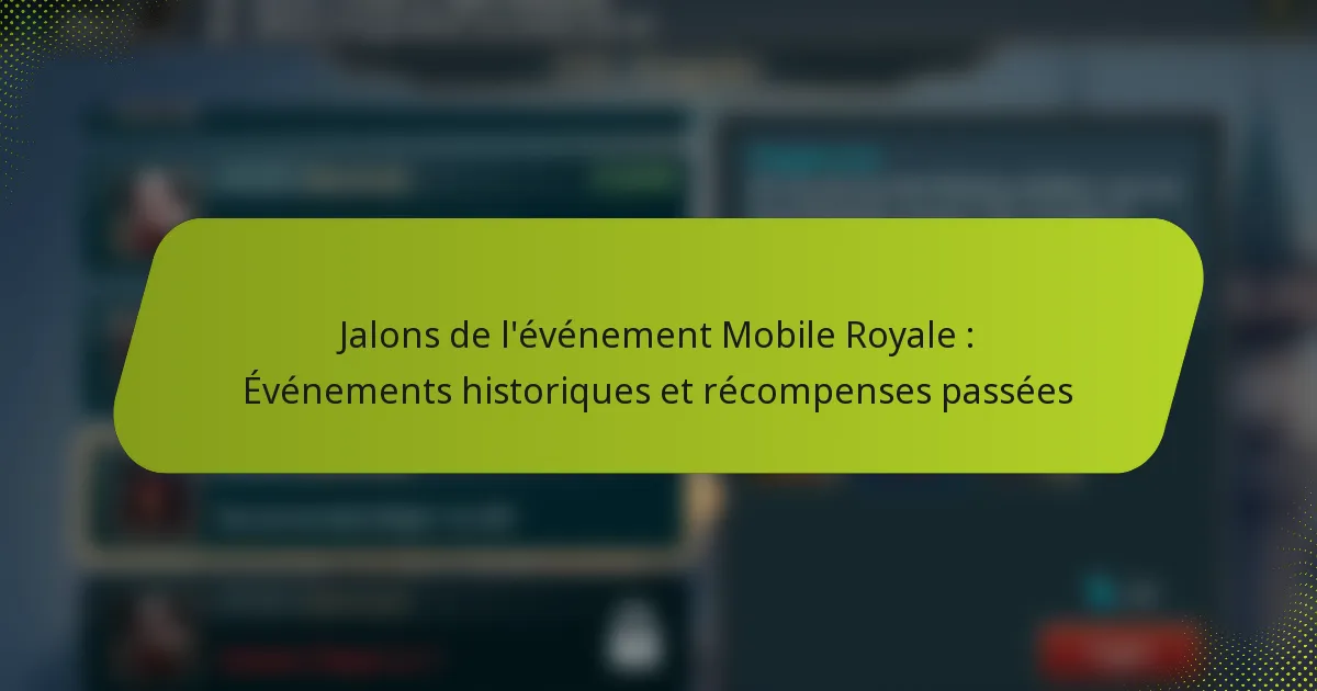 Jalons de l’événement Mobile Royale : Événements historiques et récompenses passées