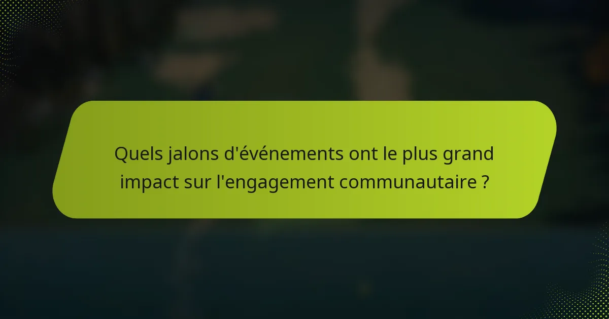 Quels jalons d'événements ont le plus grand impact sur l'engagement communautaire ?